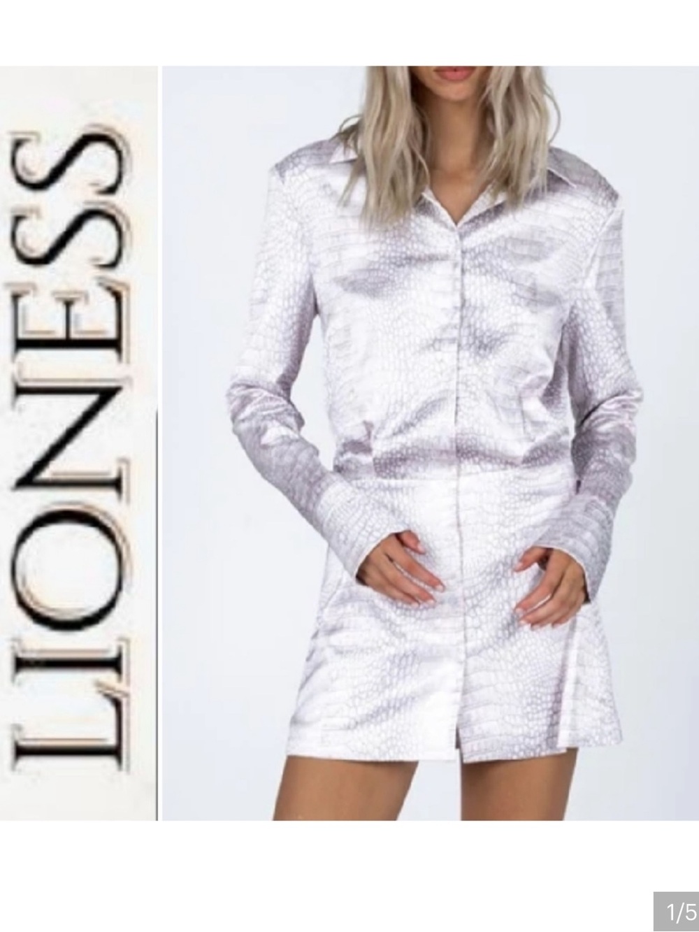LIONESS - MIRROR IMAGE MINI DRESS IN PYTHON print satin long sleeve medium